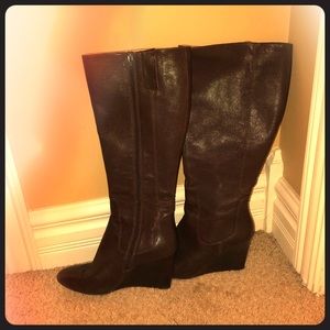 Fax leather brown 4 inch heeled boots